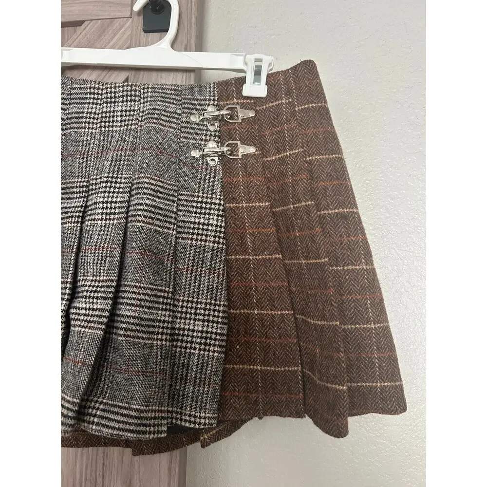 NWT Avec Les Filles mixed Pattern pleated mini skirt large - Picture 4 of 10